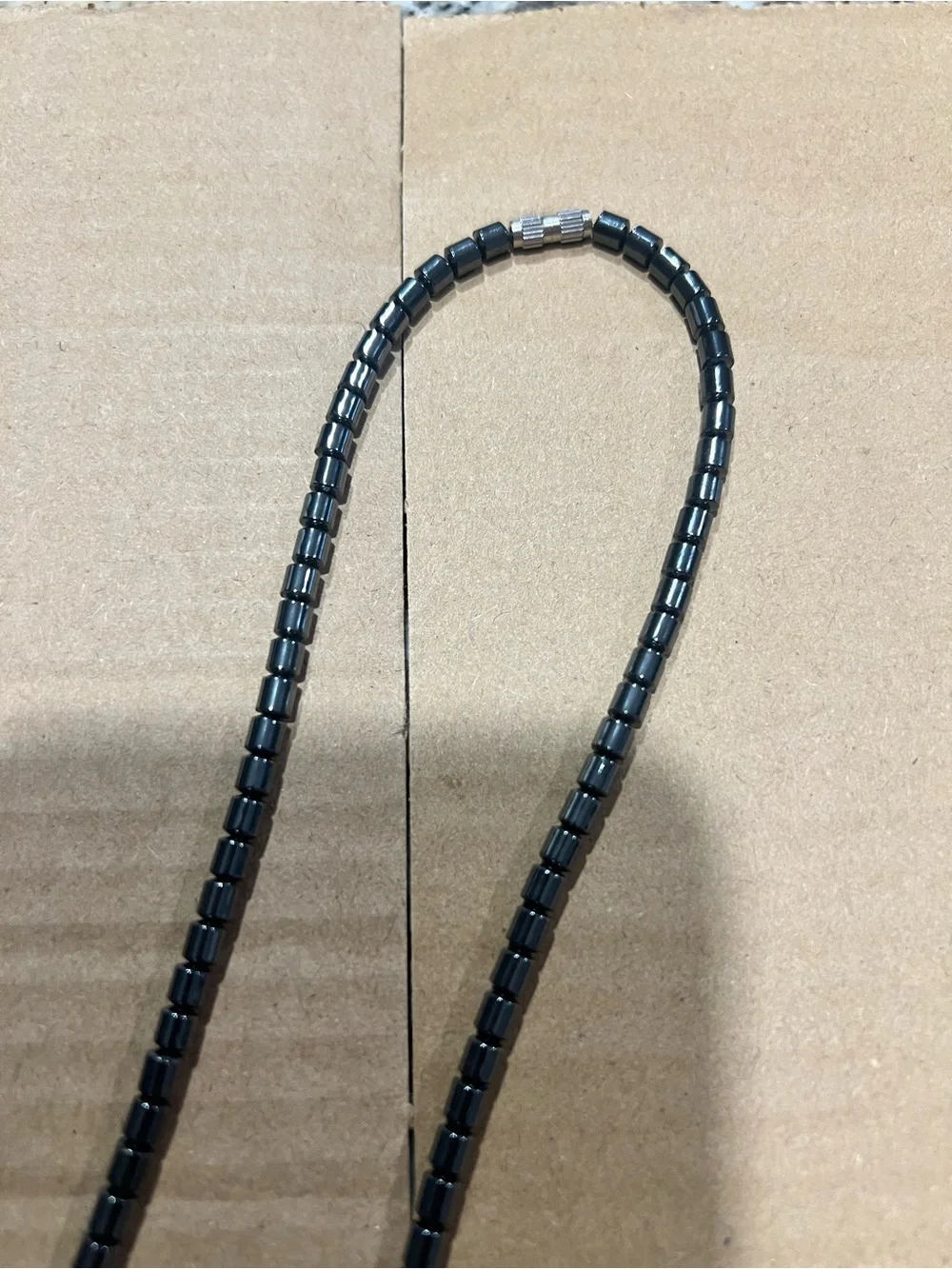 Hematite Cross Pendant Necklace - Dark Gray